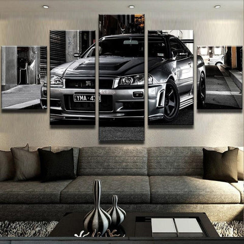 Nissan Skyline Car Black-White Wall Art Canvas Printing Decor