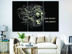 No Fears No Limits Lion Inspirational Wall Art Canvas Printing Decor