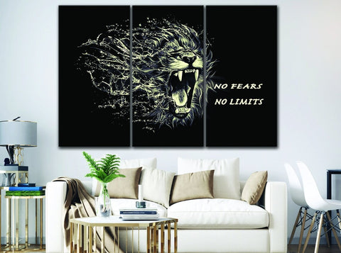 No Fears No Limits Lion Inspirational Wall Art Canvas Printing Decor