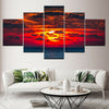 Image of Ocean Sunset Red Sky Wall Art Canvas Printing Decor