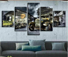 Old Hot Rod Car Barn Farm Wall Art Canvas Printing Decor