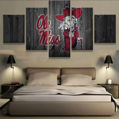 Ole Mississippi Rebels Wall Art Canvas Printing - 5 Panels