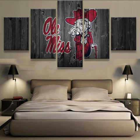 Ole Mississippi Rebels Wall Art Canvas Printing - 5 Panels