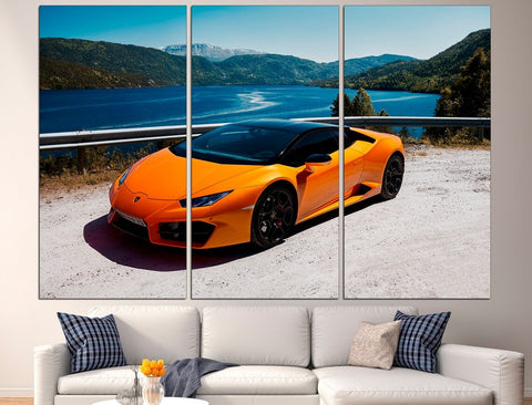 Orange Lamborghini Car Sport Wall Art Canvas Printing Decor