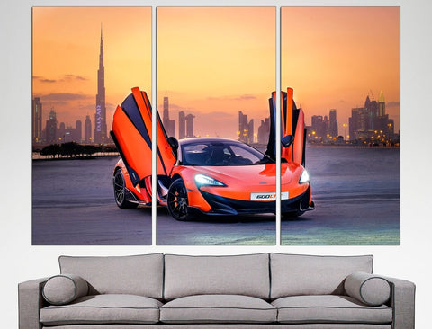 Orange McLaren Supercar Wall Art Canvas Printing Decor