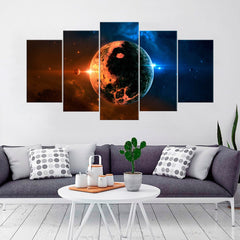 Orange and Blue Planet Wall Art Canvas Printing Decor