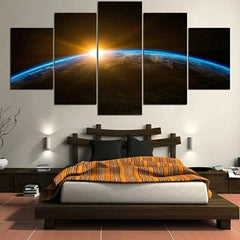 Outer Space Planet Earth Sunset Wall Art Canvas Printing Decor