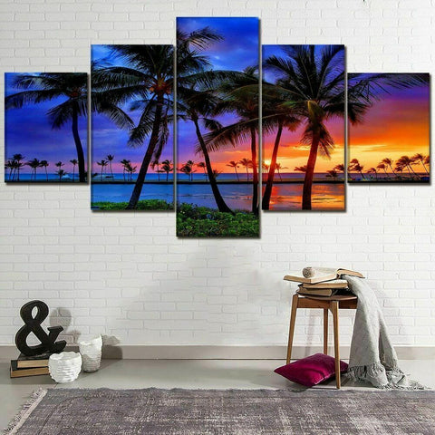 Palm Tree Sunset Beach Wall Art Canvas Printing Decor