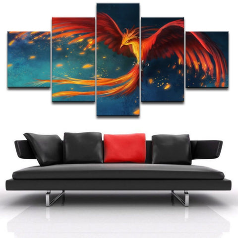 Phoenix Mystical Bird Fire Wall Art Canvas Printing Decor