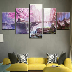 Pink Cherry Blossom Anime Wall Art Canvas Printing Decor