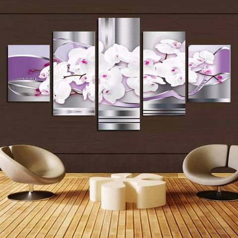 Pink Orchid Floral Flower Wall Art Canvas Printing Decor