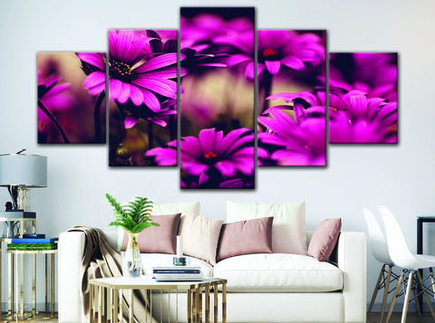 Pink & Black Flowers Wall Art Canvas Printing Decor