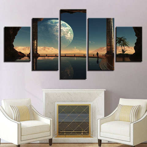 Planets Space Moon Abstract Wall Art Canvas Printing Decor