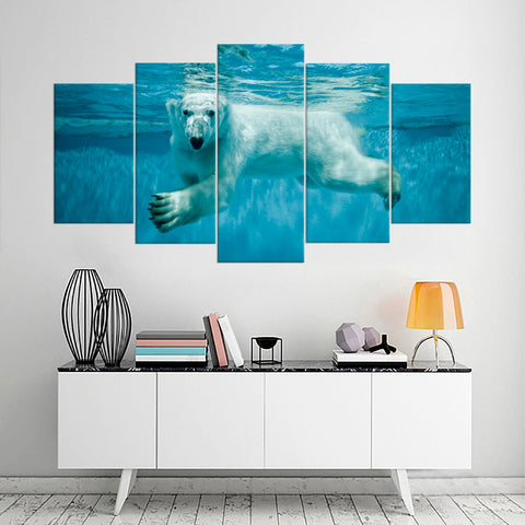 Polar Bear Swimming Underwater Wall Art Canvas Printing Decor
