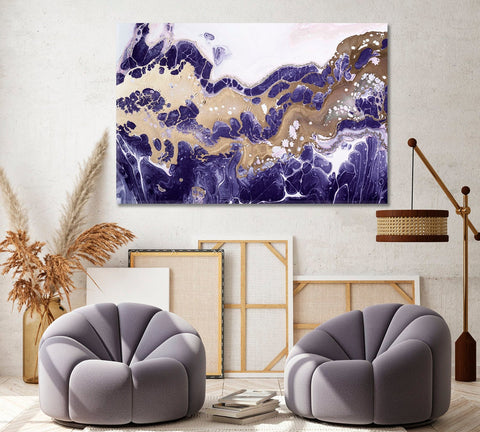 Purple Marble Fluid Ink Wall Art Decor Canvas Printing-1Panel