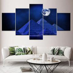 Pyramid Egyptian and Big Moon Wall Art Canvas Printing Decor