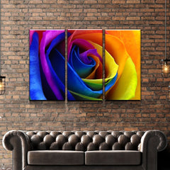 Rainbow Multicolor Rose Flower Wall Art Canvas Printing Decor