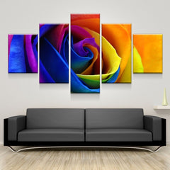 Rainbow Multicolor Rose Flower Wall Art Canvas Printing Decor