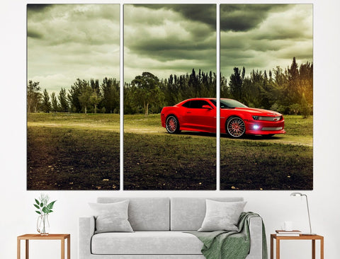 Red Chevrolet Camaro Chevrolet Car Wall Art Canvas Printing Decor