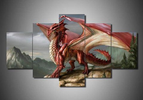 Red Dragon Wall Art Canvas Printing Decor