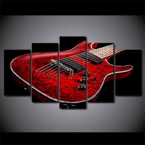 Red Electric Guitar Musical Instrument Wall Art Canvas Printing Decor