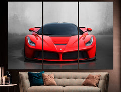 Red Ferrari Sports Car Wall Art Canvas Printing Decor