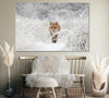 Image of Red Fox in Snow Forest Wall Art Decor Canvas Printing-1Panel