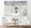 Image of Red Fox in Snow Forest Wall Art Canvas Printing Decor-3Panels