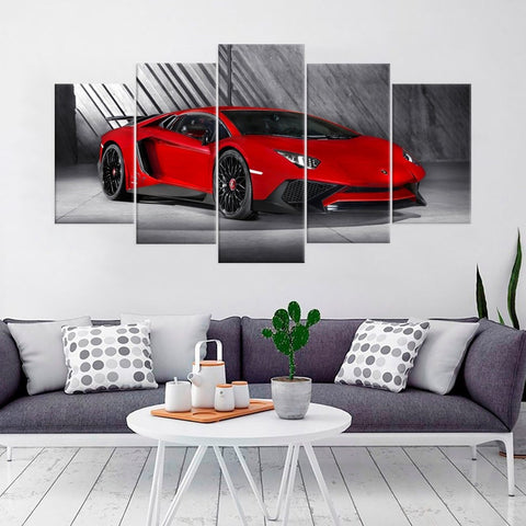 Red Lamborghini Aventador SV Super Car Wall Art Canvas Printing Decor