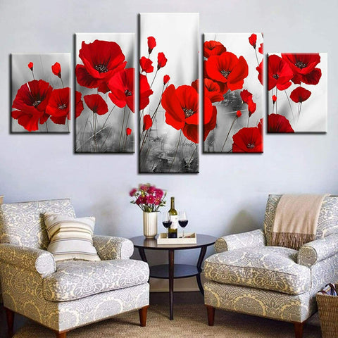 Red Poppy Flower Wall Art Canvas Printing Decor