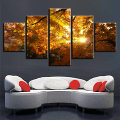 Red Tree Yellow Leaf Sunshine Wall Art Canvas Printing Decor