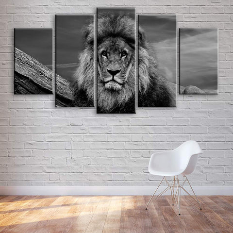 Resting Lion Black-White Wall Art Canvas Printing Decor