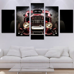 Retro Red Rod Car Wall Art Canvas Printing Decor