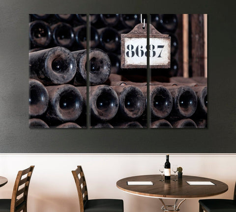 Retro Wine Bottles Wall Art Canvas Printing Decor-3Panels