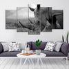 Image of Rhino Wild Life Black and White Wall Art Canvas Printing Decor