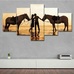 Romantic Couple Kissing and Horse Wall Art Canvas Printing Decor