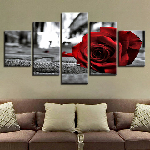 Romantic Red Rose Flower Wall Art Canvas Printing Decor