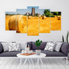 Image of Round Bales of Straw Sunset in a Field Wall Art Canvas Printing Decor