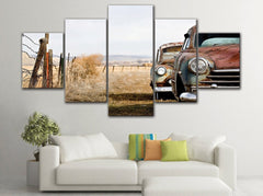 Rusty Old Abandoned Vintage Cars Wall Art Canvas Printing Decor