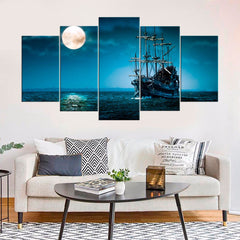 Sailboat at Moonlight Wall Art Canvas Printing Decor