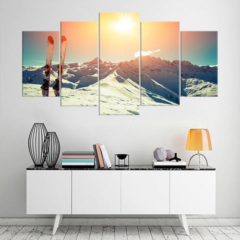 Skis in Snow Winter Sports Wall Art Canvas Printing Decor