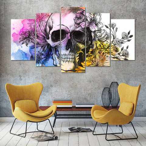 Skull and Flowers Wall Art Canvas Printing Decor