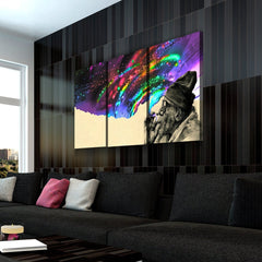 Smoke Colorful And Wonder Old Man Wall Art Canvas Printing Decor