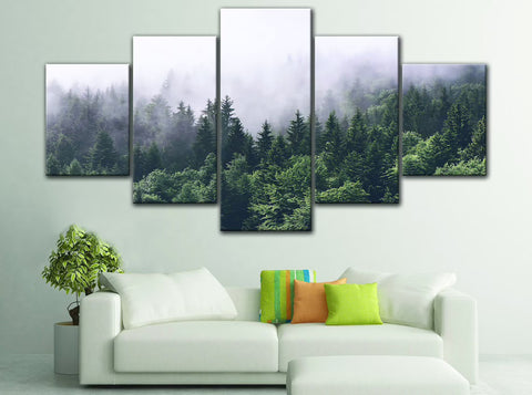 Smoky Forest Mist Wall Art Canvas Printing Decor