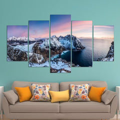 Snowy Mountains Lake Wall Art Canvas Printing Decor