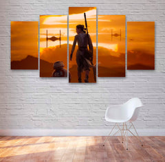 Star Wars Rey Tie-Fighters Movie Wall Art Canvas Printing Decor