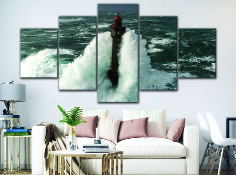 Stormy Lighthouse Ocean Wall Art Canvas Printing Decor