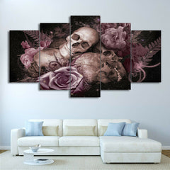 Sugar Skull and Pink Roses Wall Art Canvas Printing Decor