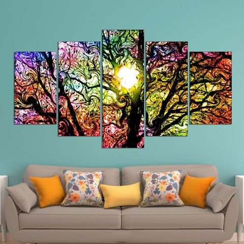 Sunshine Tree Abstract Watercolor Wall Art Canvas Printing Decor