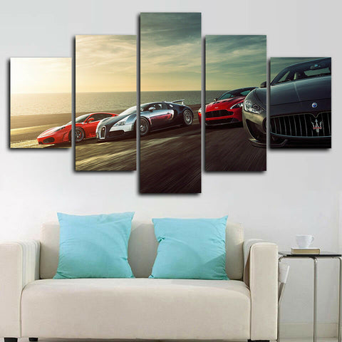 Super Sports Cars Ferrari Bugatti Race Wall Art Canvas Printing Decor